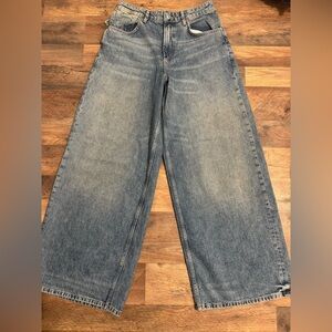 We The Free Blue Waterfall Baggy Wide-Leg Jeans Sz 28